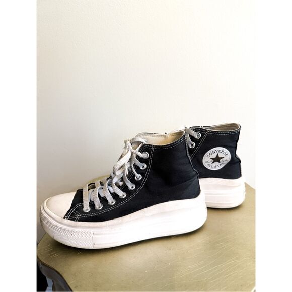 Converse Chuck Taylor All Star Move Platform Mid High Top Sneakers Black 6.5 - Picture 3 of 11